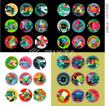 Flat design round labels, option infographics Flat design round labels, option infographics 15271503