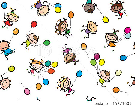 Vector multi-ethnic kids with balloons. Vector multi-ethnic kids with balloons. 15271609