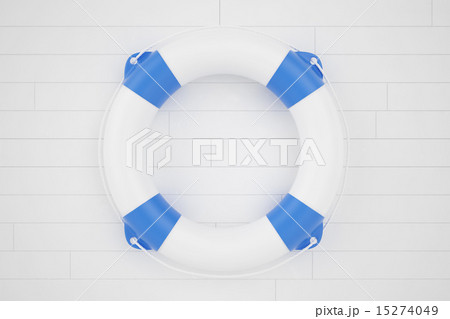 lifebuoy lying on a wooden surface 15274049