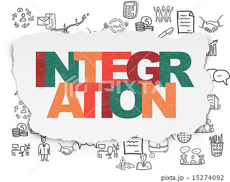 Business concept: Integration on Torn Paper background 15274092