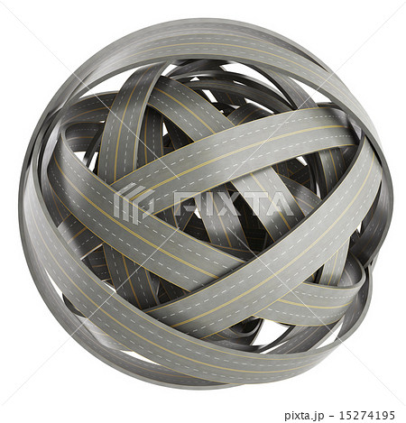 abstract sphere of tangled roads, isolated on white background. 15274195