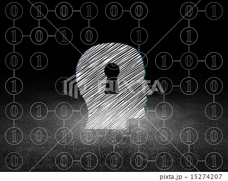Finance concept: Head With Keyhole in grunge dark room Finance concept: Head With Keyhole in grunge dark room 15274207