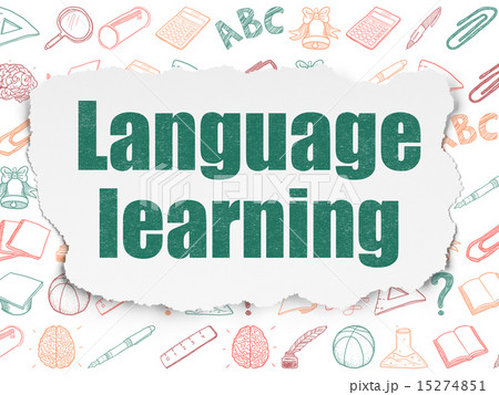 Education concept: Language Learning on Torn Paper background Education concept: Language Learning on Torn Paper background 15274851