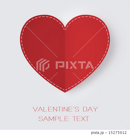 Valentine's Day. Red paper heart on a clear white background. 15275012