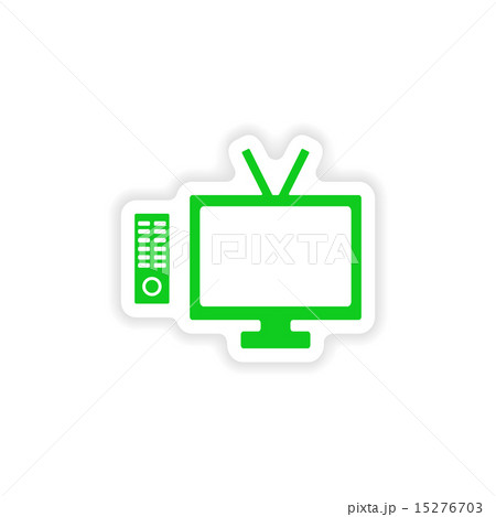 icon sticker realistic design on paper tv icon sticker realistic design on paper tv 15276703