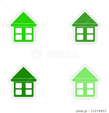 assembly realistic sticker design on paper houses 15276855