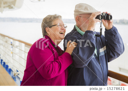 Senior Couple Enjoying The Deck of a Cruise Ship 15278621