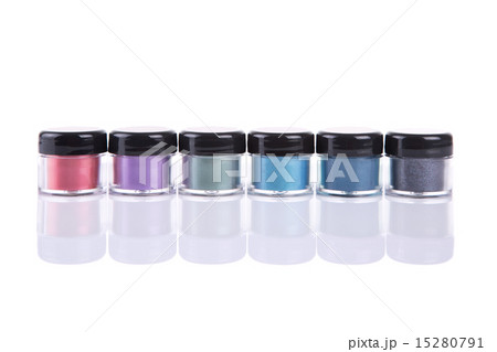 Set of mineral eye shadows in clear plastic jars 15280791