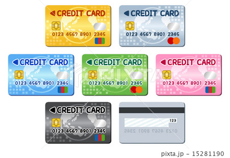 クレジットカード 6色 裏面 セットのイラスト素材