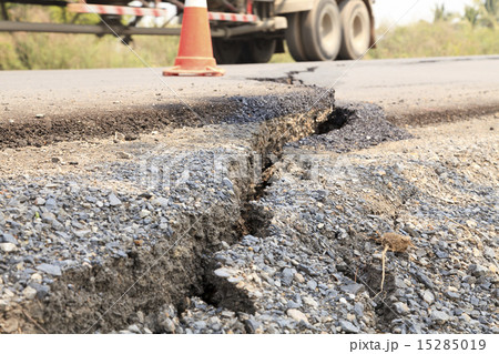Cracked asphalt road Cracked asphalt road 15285019