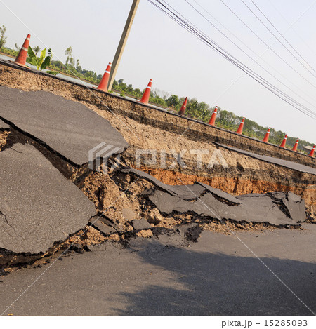 Cracked asphalt road 15285093