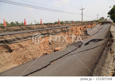 Cracked asphalt road Cracked asphalt road 15285508