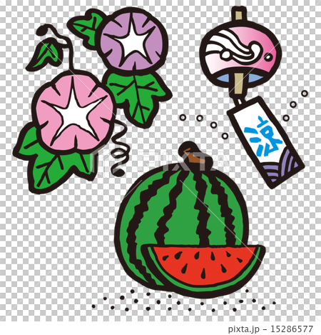 朝顔,スイカ,風鈴,夏の3種セット 15286577