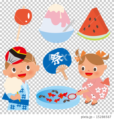 こども二人と夏祭りセット 15286587