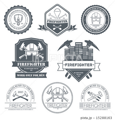 firefighter label template of emblem element  15288163