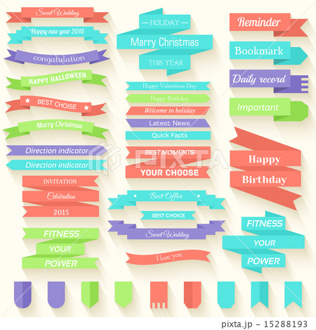 Set of colored ribbons sticker background element Set of colored ribbons sticker background element 15288193