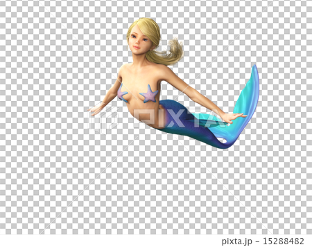 可愛的美人魚（美人魚）燙髮3DCG插圖素材 15288482