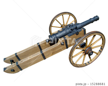 Medieval cannon on wheels isolated on white Medieval cannon on wheels isolated on white 15288681