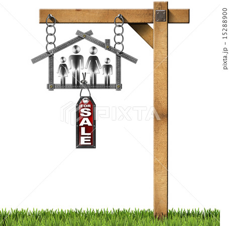 House For Sale Sign - Metal Meter with Family 15288900
