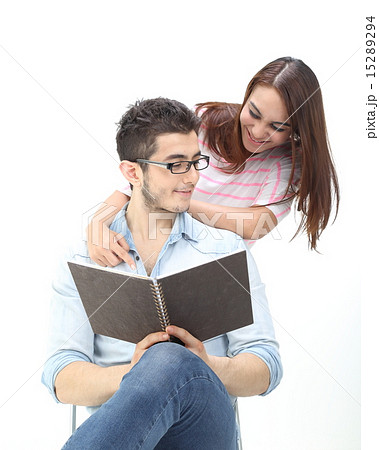Young male female study lisure discuss intimate Young male female study lisure discuss intimate 15289294