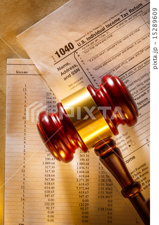 Annual budget, tax form and gavel Annual budget, tax form and gavel 15289609