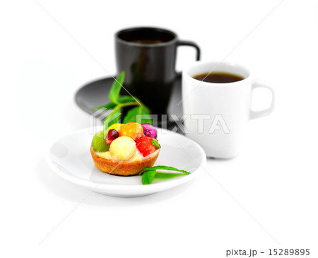 Small fruit cake and two cups of coffee 15289895