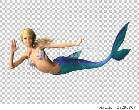 揮動手(美人魚)的逗人喜愛的美人魚燙髮3DCG例證材料 揮動手(美人魚)的逗人喜愛的美人魚燙髮3DCG例證材料 15290807