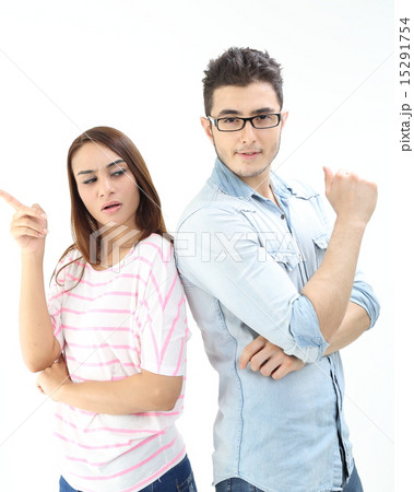 Male female back to back point  15291754