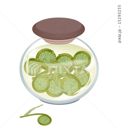 A Jar of Pickled Green Fiddleheads Ferns 15293255