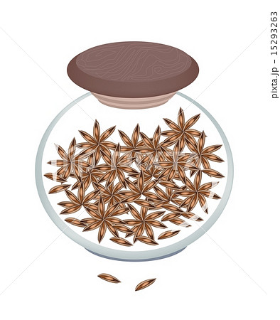 Jar of Dried Star Anise on White Background 15293263