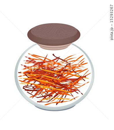 Jar of Saffron Thread on White Background 15293267