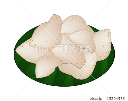 Thai Rice Crackers on Green Banana Leaf Thai Rice Crackers on Green Banana Leaf 15294576
