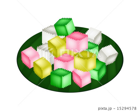 Colorful Thai Crispy Jelly on Banana Leaf Colorful Thai Crispy Jelly on Banana Leaf 15294578