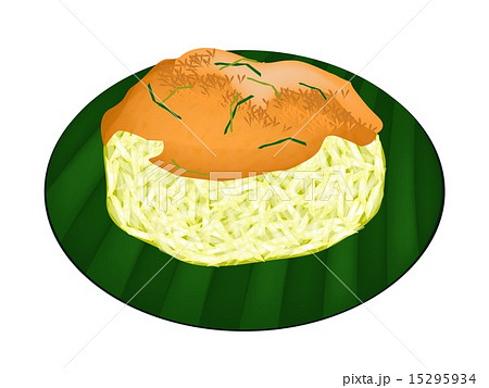 Sticky Rice with Fried Shrimp and Shred Coconut 15295934