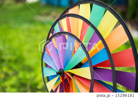 Colorful pinwheel in the garden 15296181