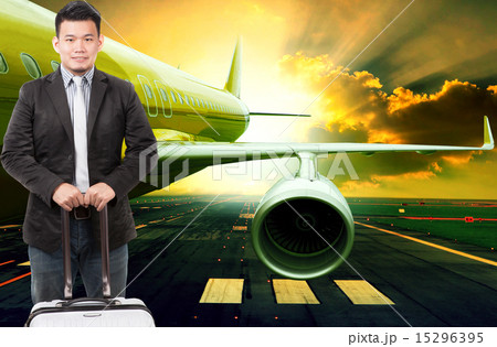 young business man and traveling luggage young business man and traveling luggage 15296395