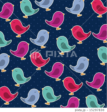 cute birds over blue background vector...のイラスト素材 [15297830] - PIXTA