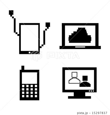 technological pixel icons over white background vector illustra technological pixel icons over white background vector illustra 15297837