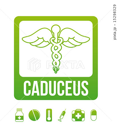 caduceus label over white background vector illustration 15298329