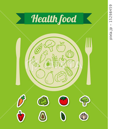 healthy food over green background vector illustration 15298459