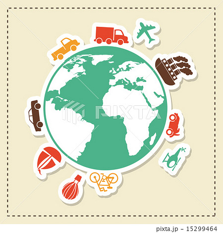 travel around the world over pink background vector illustration 15299464