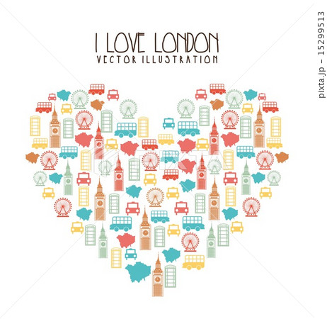 elements heart shaped london over white background vector 15299513