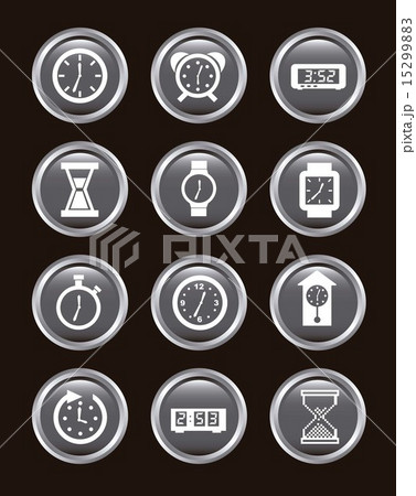 clock icons over black background vector illustration 15299883