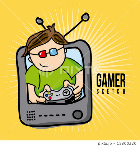 gamer sketch over yellow background vector illustration 15300220