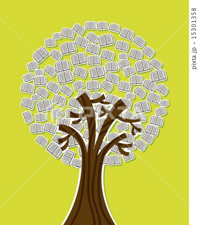 tree with books over green background vector illustration 15301358