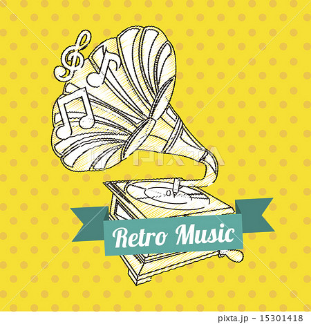 retro music over yellow background vector illustration 15301418