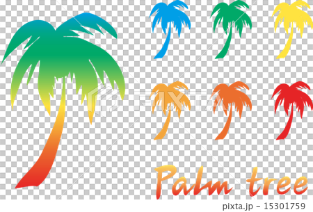 パームツリー 手描きイラスト レトロパームツリーサンセットグラフィックイラスト素材透過
