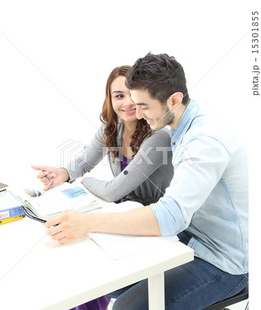 Male female study discuss table book Male female study discuss table book 15301855