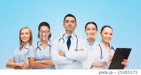 group of medics with stethoscopes 15305275
