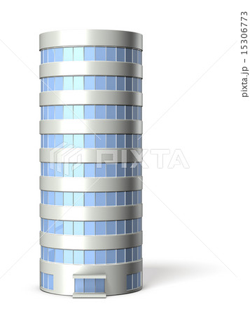 円筒形のビルの模型のイラスト素材